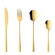 1Set 304 Stainless Steel Korean Style Luxury Gold Cutlery Set Top Knifes Tablespoons Forks For Food