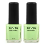 2x BYS Steal The Limelight Nail Polish Enamel Lacquer Gloss Quick Dry 14ml Green