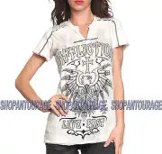 Affliction Kratos AW9903 New Fashion Graphic Short Sleeve T-shirt Top for Women