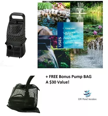 Pondmaster ProLine HY-Drive 4000 GPH Waterfall Water Feature Pond Pump +FREE BAG