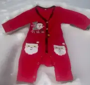 New My 1st Christmas Baby 0-5 Months Long Sleeve Santa Clause 1 Piece Outfit Red