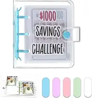 Dreamplay Mini Money Saving Binder, $1000 Money Saving Challenge Book Budget Binder with Envelopes Portable Deposit Anytime Anywhere (Blue)