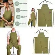 Split Overlapped Apron Pottery Apron for Women Men,Adjustable Split Leg Apron