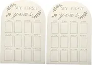 ABOOFAN 2pcs 12 Months Baby First Year Photo Board Wooden Photo Frame Baby Shower Present