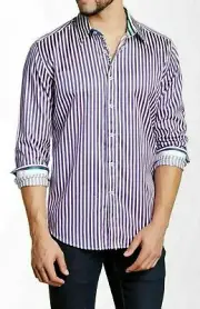 Robert Graham Striped Stretch Limited Modern Comfort Fit Men's Shirt XL