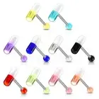 10PCS Tongue Rings Colourful Pill Barbell Steel Bar Body Piercing Jewellery