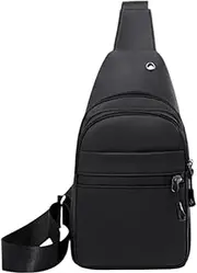 [Generic] Sling Bag for Women Men Cross body Chest Belt Bag Trendy Purse Water Resistant Nylon Lightweight Fanny Pack (Black, One size)