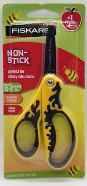NEW Fiskars Non-Stick Scissors 5" - Cuts Sticky Material w/Pointed Tip, S/M Grip