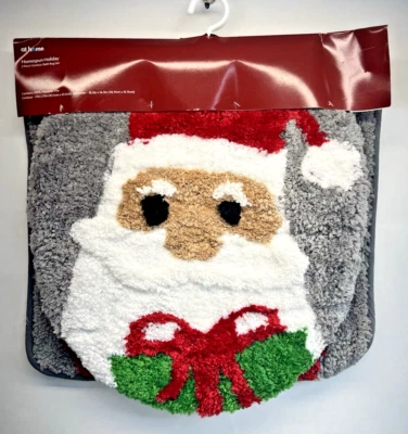 At home Santa Claus Bathroom Bath Set Toilet Lid Cover Contour Mat Rug Christmas