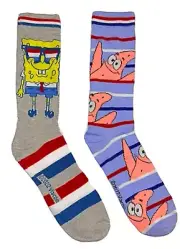 New SPONGEBOB SQUAREPANTS Mens 2 Pair Of Socks WITH PATRIOTIC BOB & PATRICK