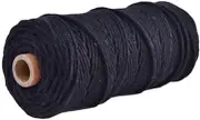 2MM 100m Hand Craft Colorful Cotton Macrame Cord Rope Twisted String Rustic DIY (Black)