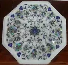 12" side corner Marble Table Top Precious stones Inlay handmade Work Home Decor