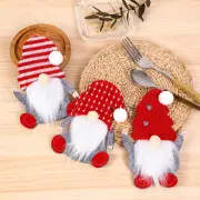 Seasonal Utensil Caddy Christmas Dinner Pouch Festive Faceless Gnome Cutlery Bag