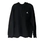 Adidas Essentials Studio Fleece Black Long Sleeve Pullover Hoodie Medium M