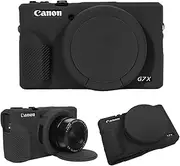 T Tersely Premium Soft Silicone Protective Case with Removable Lens Cover for Canon Powershot G7X Mark III Digital Camera - Washable, Lightweight, and Stylish Protection (Black)