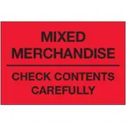 2 x 3" "Mixed Merchandise - Check Contents Carefully" Labels, Red 500/Roll