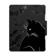 iPad Pro 13-inch (M4) Impact Folio Case Black cat and starry night bats - Halloween