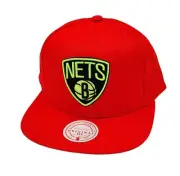 Brooklyn Nets Mitchell & Ness NBA Reverse Grinch Snapback Red OSFM Hat Cap NEW