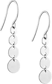 [JewelryWeb] 14k Solid Yellow Gold Gradual 4 Dangle Disk Earrings Animal Sealife Fish Hook-Dangle Earring for Women in