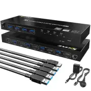 4K@60Hz DP KVM Switch Dual Monitor 4 in 1 out 4 Port USB Switcher for 4 Computer