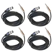 4-Pack 25ft XLR Male Cables Quarter Inch Stereo to 3-Pin Speaker DJ Female Cable