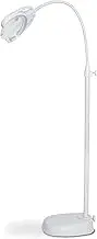 PURElite LED Floor Lamp with Magnification Function, Adjustable Table Lamp, Rechargeable or Mains Powered, 3 Colour Temperatures, White