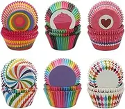 GEELYDA 600pcs Rainbow Cupcake Liners, Disposable Paper Baking Cups, Nonstick Muffin Cases, 6 Styles, Perfect for Birthday Parties, Weddings, Holidays, Themed Celebrations