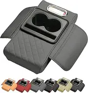 Multifunctional Car Armrest Cushion, Middle Center Console Cover with Cup Holder, Integrated Pressurized Multifunctional Car Armrest Heightening Pad, with 2 Storage Cup Holder, Tissue Box (Gray)