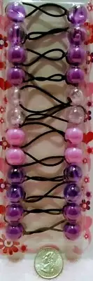 PURPLE ELASTIC PONYTAIL HOLDER BEAD GIRL HAIR SCRUNCHIE KNOCKER BALL