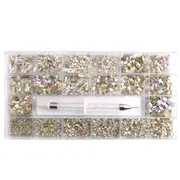 Rhinestones Diamond Premium Crystal Glass Nail Art FlatBack Mix Multi Shape Kit