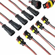 WYJREES 10 Kits 2 Pin Automotive Electrical Connector 20AWG Plug Socket Quick Disconnect Waterproof 2 Way Wire Connectors with 10cm Wire AWG Male and Female Way Marine 1.5mm Series Terminal Connector