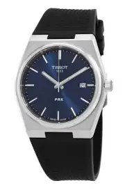Tissot PRX T-Classic Swiss Made Rubber Strap Blue Dial Quartz 100M Mens Watch
