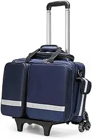 First Aid Kit Bag, Paramedic Wheeled Medical Trolley Bag, Portable Outdoor Medical with Internal Dividers,Waterproof First Responder Trauma Bag(Blue)