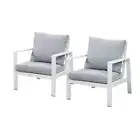 Florence Single Seater White Aluminium Outdoor Sofa Lounge with Arms - Light Gre