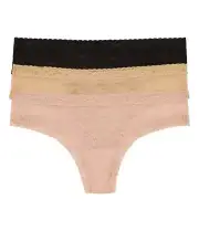 Natori Women's 3-Pk. Escape Mesh Thong Underwear Black/Cafe/Rose Beige Size L