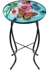 Glass Side Table Furniture End Accent Outdoor Patio Garden Small Round Metal New