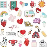 Riceshoot 30 Pcs Enamel Pins Bulk Pins for Badge Cute Brooch Gifts Enamel Lapel Brooch for Student Teacher Hat Jacket Bag