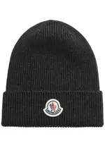 Moncler Logo Wool Beanie - Grey ONE SIZE