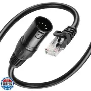 GINTOOYUN 5 Pin XLR to RJ45 Adapter Cable - 2 Pack DMX XLR 5 Pin Male to RJ45