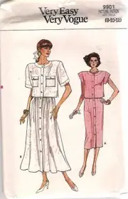 Vogue Sewing Pattern 9901, Top and Skirt, Size 8 - 12, Uncut