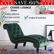 Chaise Longue Daybed Sunlounger Sunbed Seat Velvet Green Tufted Chair - vidaXL