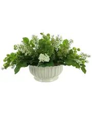 Creative Displays Lilac, Rose Leaf And Tea Leaf Arrangement In A Ceramic Pot