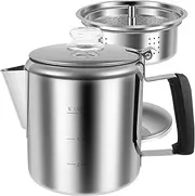 Stainless Steel Coffee Percolator Camping 6 Cup Portable Coffee Pot Classic Stovetop Coffee Percolator with Glass Knob Camping Stovetop Coffee Maker for Gas Stove