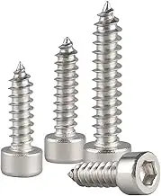 DRBASJHFO 304 Stainless Steel A2-70 Cup Head Hex Socket Self-Tapping Screws M2-M6 Pack of 10(M3x16mm)