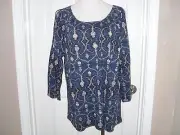 New Chico's Elaborate Medallion Cold Shoulder Top Blouse 2=12/14 or L NWT