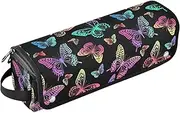 [sanluoli] Hair Tool Travel Bag for Women with Iron Mat Double-Layer Travel Carrying Case Rainbow Safari Butterflies Black Travel Bag for Hair Tools
