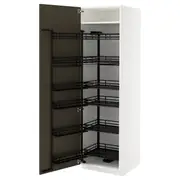 METOD high cabinet with pull-out larder, white/Havstorp brown-beige, 60x60x200 cm