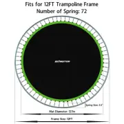 Replacement Trampoline Mat for 12ft/72 V-Rings, 5.5" Spring, Round Frame, Hooks