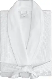 Kassatex Hotel Waffle Terry Robe, Small/Medium, White