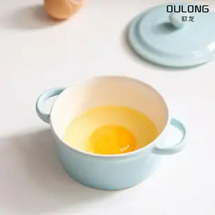 寶寶蒸雞蛋羹專用雙耳陶瓷碗輔食蒸碗烤碗兒童水蒸蛋碗家用餐具